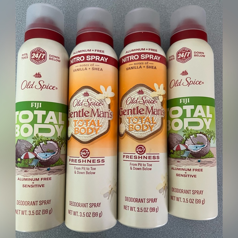 Old Spice Men’s Total Body Deodorant Bundle 2 Fiji & 2 Vanilla & Shea All New!